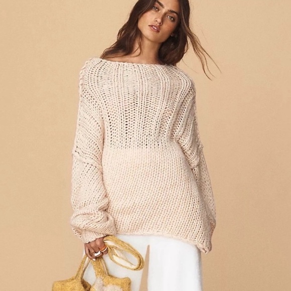 Free people be there pullover sweater in pearl size medium crewneck sweater - Picture 1 of 12